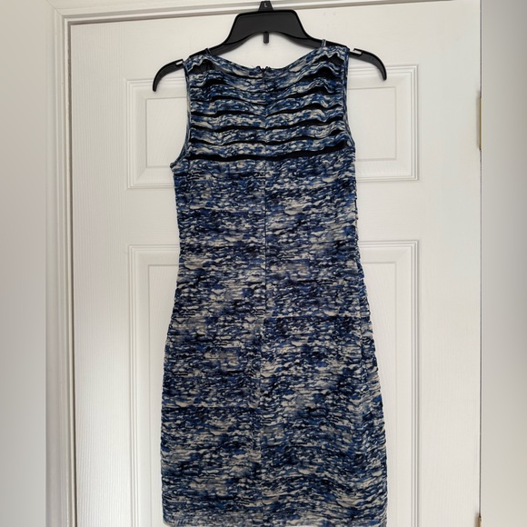 Adrianna Papell Blue and Cream Textured Midi Dress - Picture 2 of 4